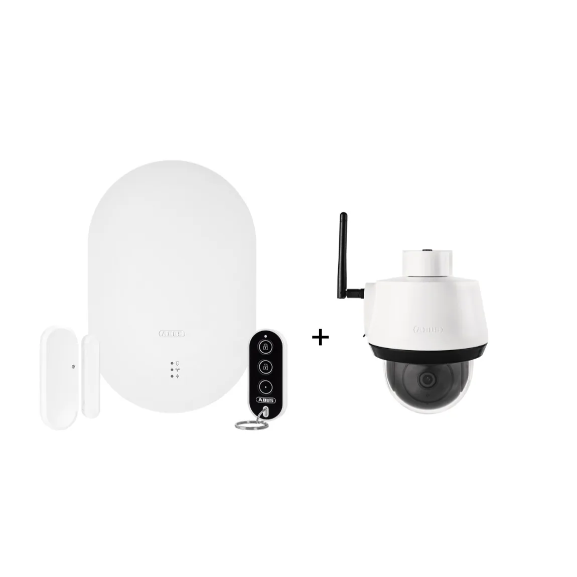 ABUS Smartvest Pro Alarmzentrale mit Öffnungsmelder, Fernbedienung und SmartLook-Schwenkkamera