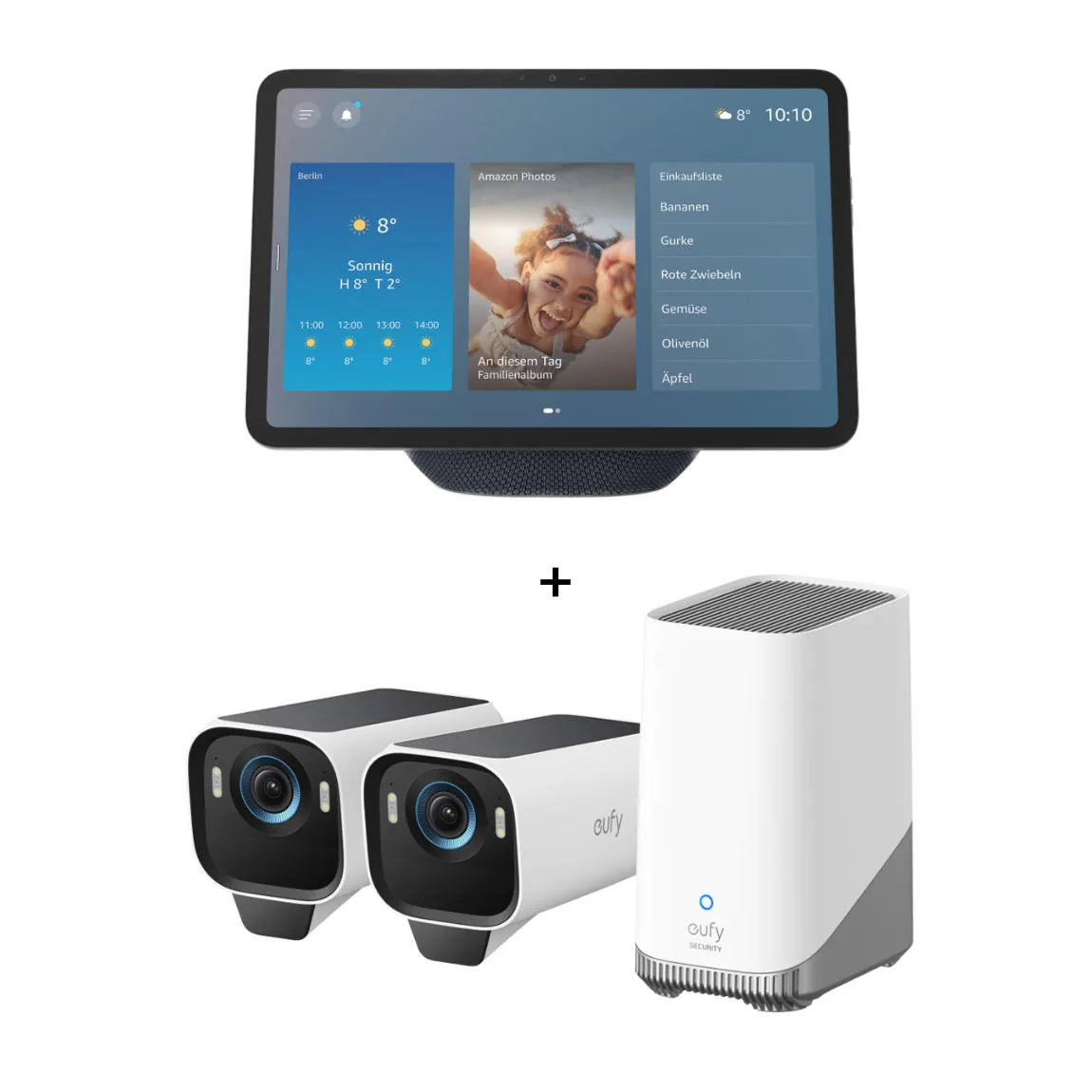 Amazon Echo Show 11 – Neueste Generation + eufyCam S3 Pro Starter-Set 2+1 – 2er-Kameraset