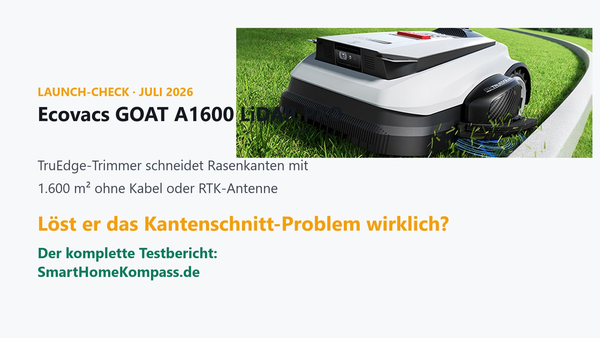 Ecovacs GOAT A1600 LiDAR Pro beim Mähen der Rasenkante