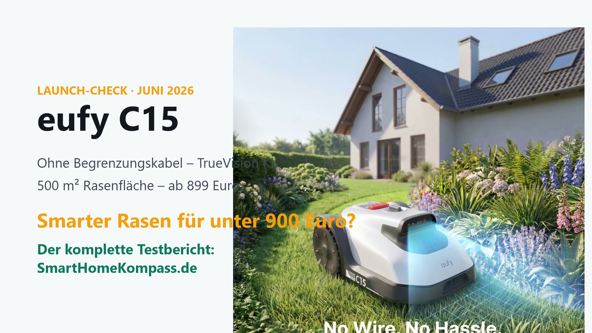 eufy C15 Mähroboter auf Rasenfläche