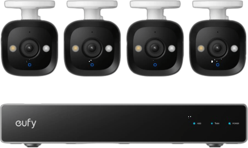 eufy PoE Sicherheitssystem + Netzwerkvideorecorder + E40 4er-Pack