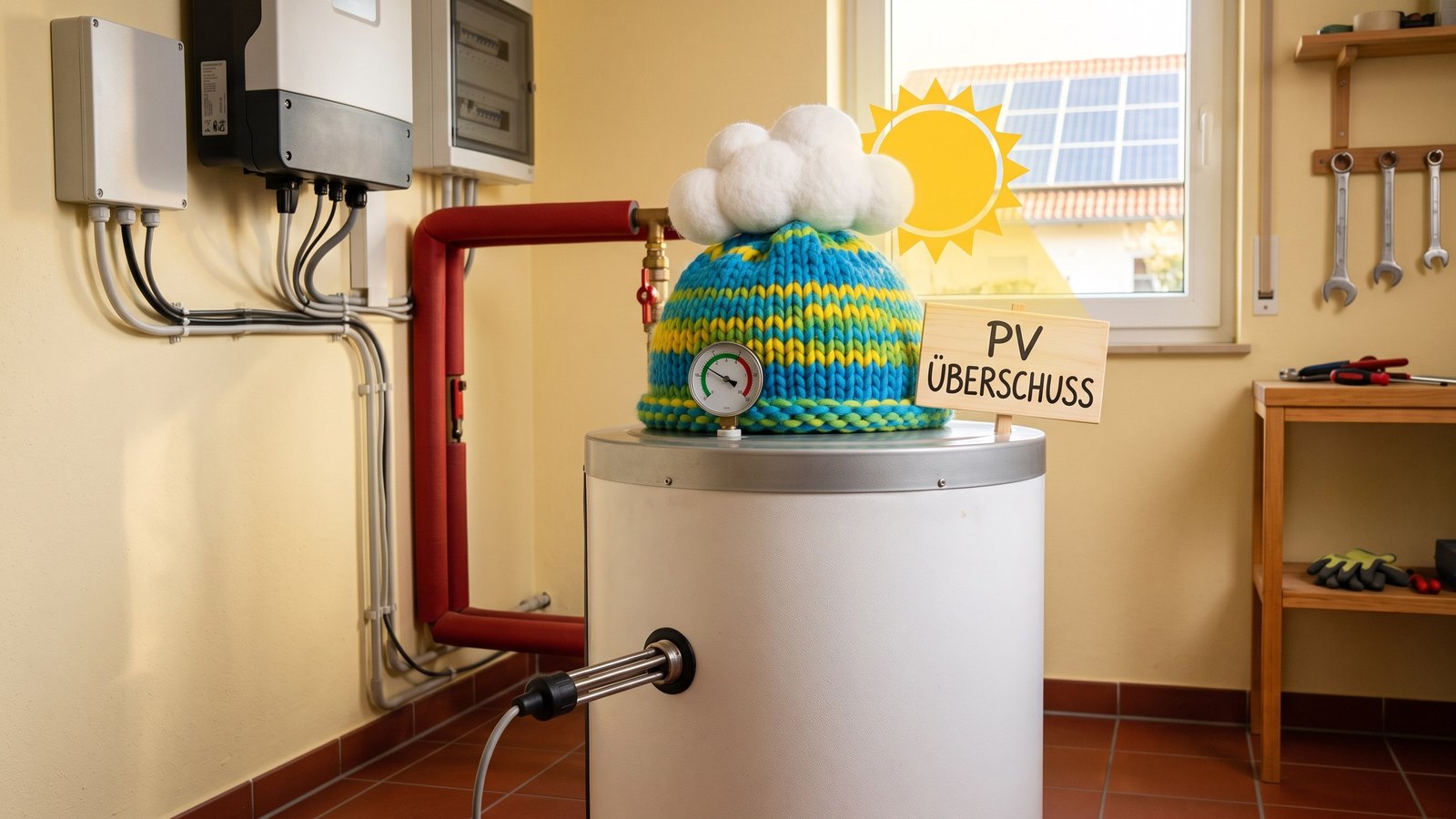 Symbolbild zum Thema Heizstab für Warmwasser 2026: PV-Überschuss in warmes Wasser
