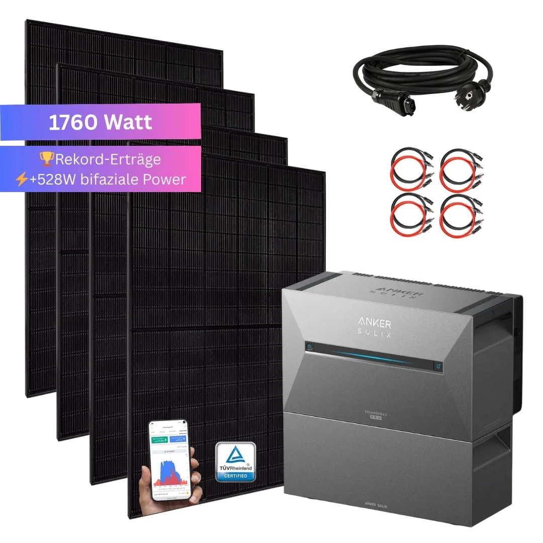 MyVoltaics® Balkonkraftwerk 1760 Watt mit Anker Solarbank 3 Pro (5,4 kWh)