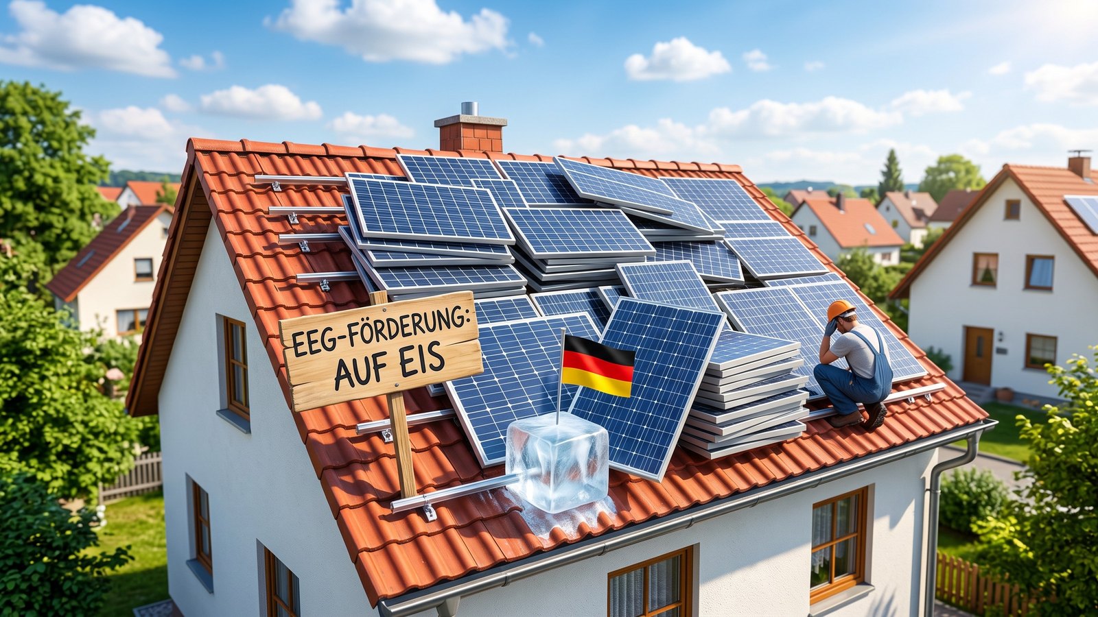 Solarstau 📍 Ohne EEG-Förderung für kleine Dachanlagen geht der Ausbau bis 2040 auf Eis