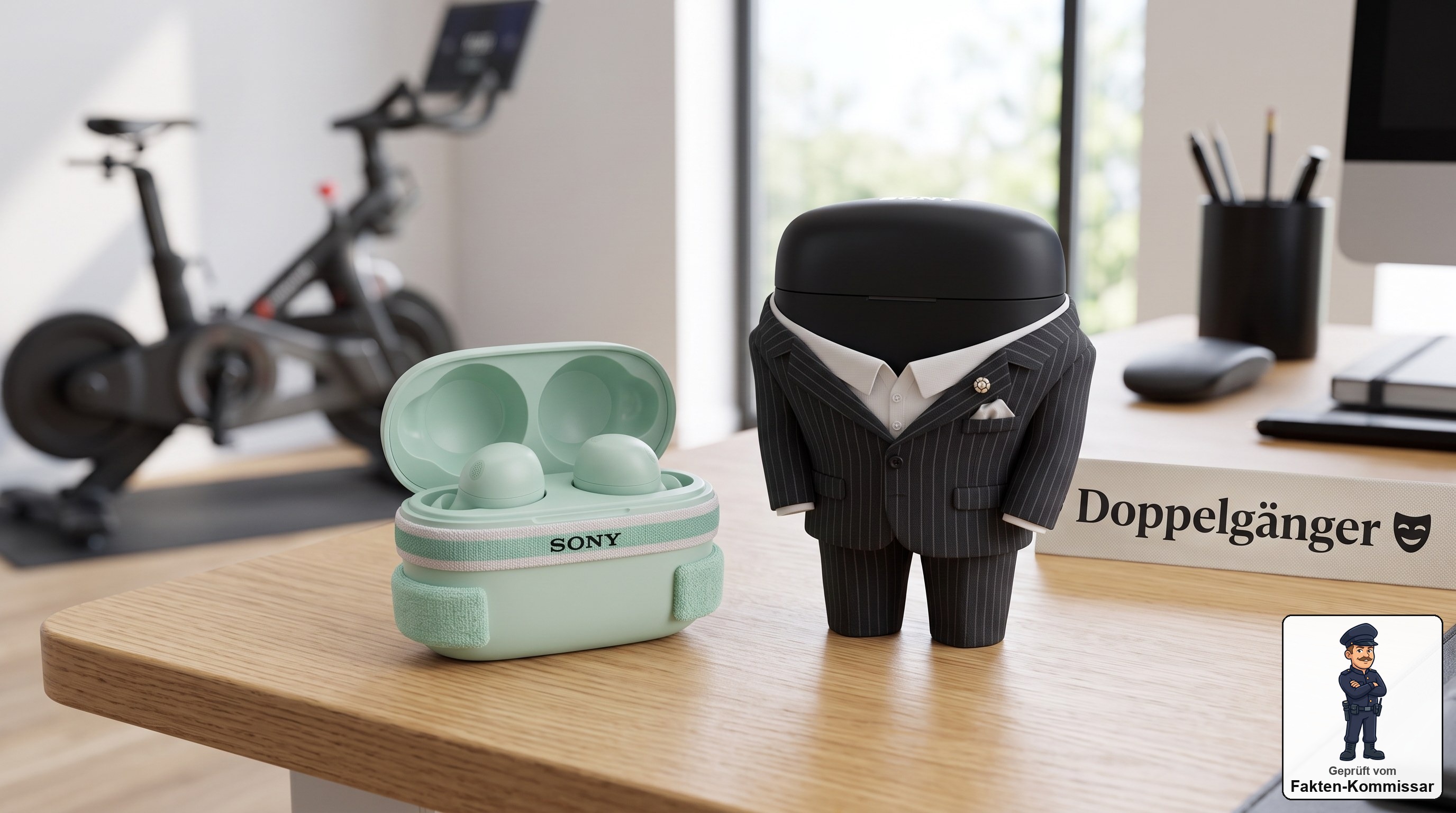 Sony LinkBuds Fit im Sport-Look neben dem größeren Flaggschiff-Modell