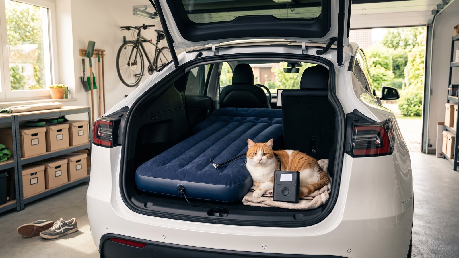 Symbolbild zum Thema Luftmatratze mit Kompressor fürs Model Y im Launch-Check